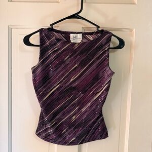 Byer California Purple Diagonal Stripe Sequin Going Out Top